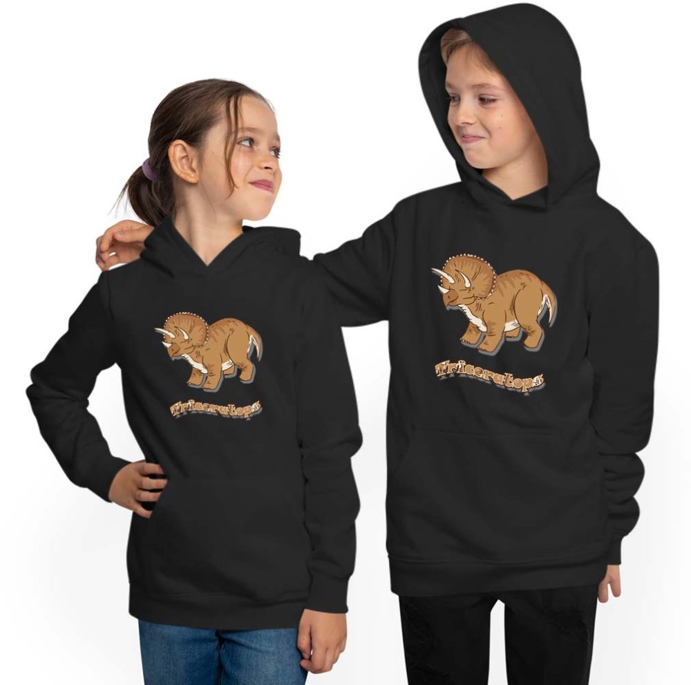 Hoodie Kids Hooded Sweatshirt - Triceratops i80